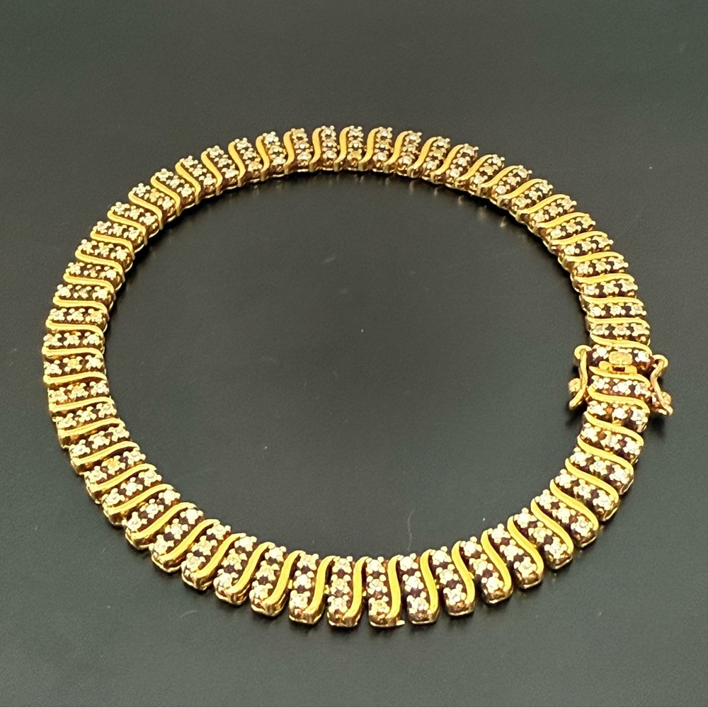 Vintage SETA Gold-tone Diamond Illusion NO Stones 8 1/2” Tennis Bracelet 17g.